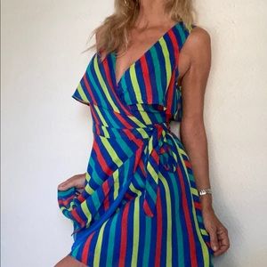 NWT Final Sale multi color wrap dress